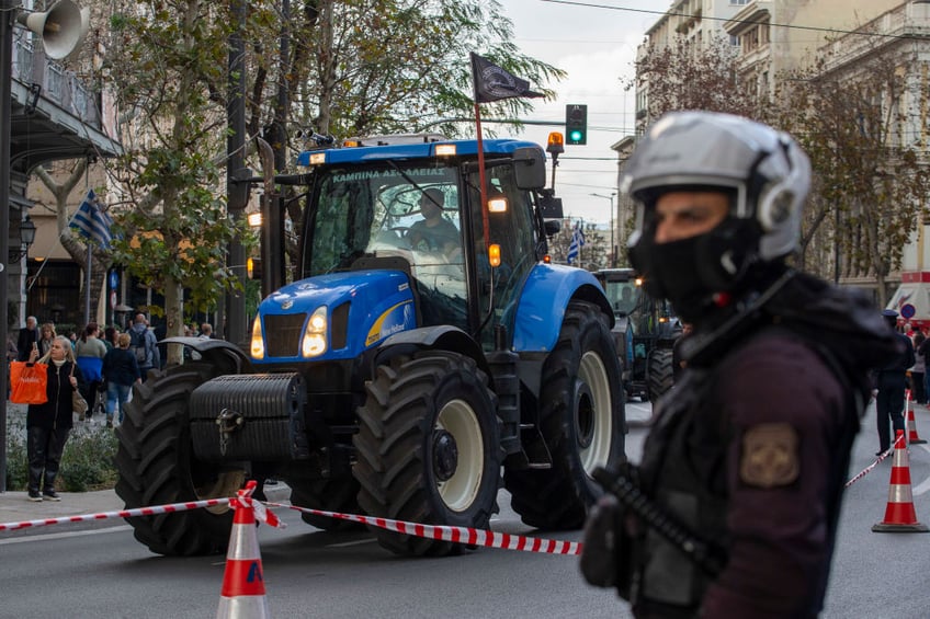 no farmers no food greek tractor protests head to parliament