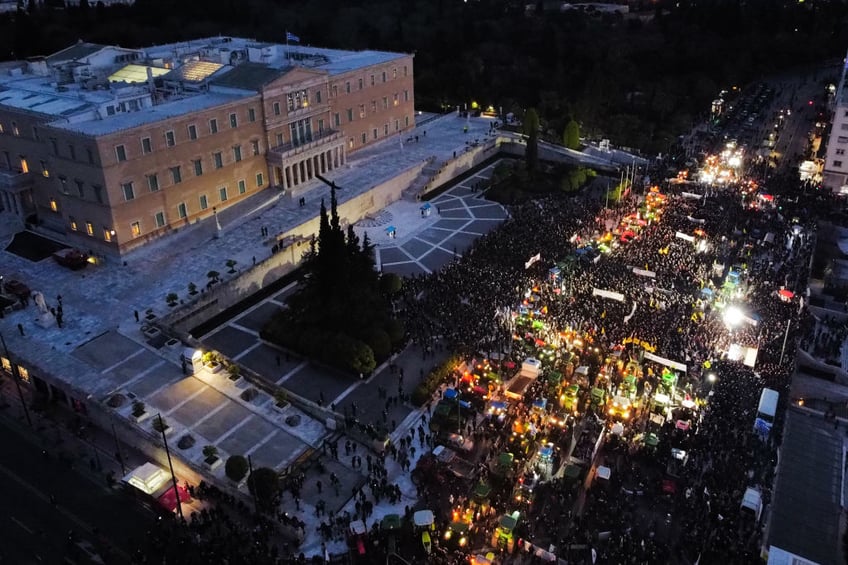 no farmers no food greek tractor protests head to parliament