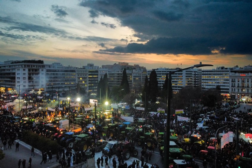 no farmers no food greek tractor protests head to parliament