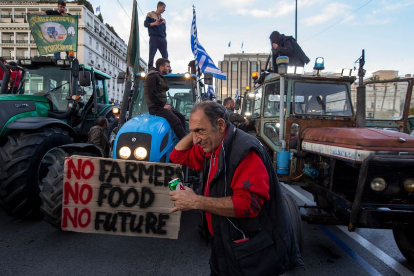 no farmers no food greek tractor protests head to parliament