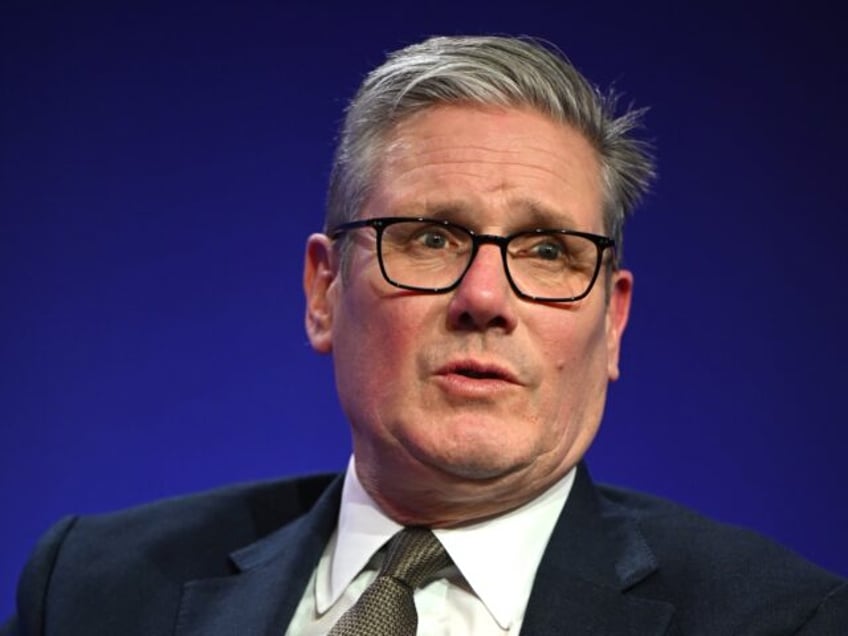 Britain's Prime Minister Keir Starmer gestures as he speaks during the JEF Leaders’ Summ