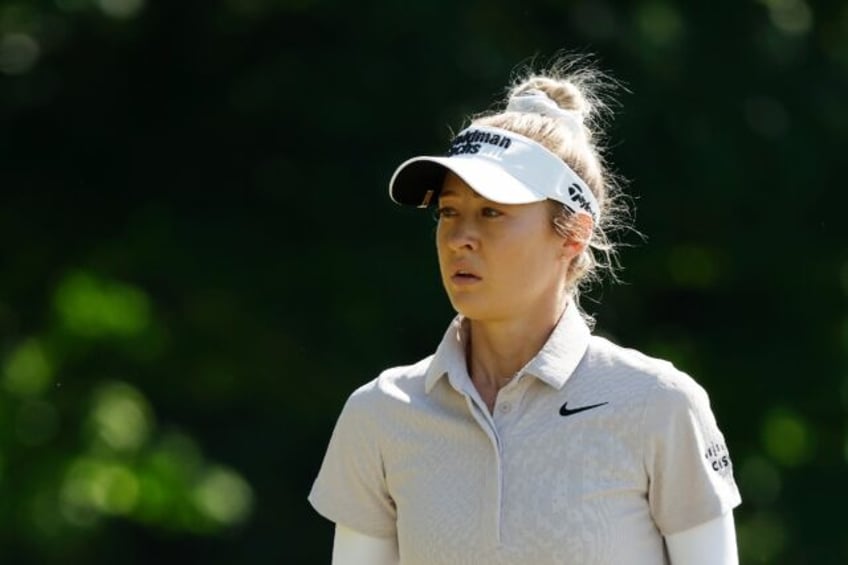 Top-ranked Nelly Korda of the United States fired a seven-over 10 at the par-3 12th hole e