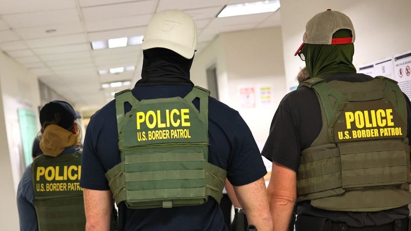 Federal agents patrol the halls of immigration court at the Jacob K. Javitz Federal Building on July 01, 2025 in New York City.