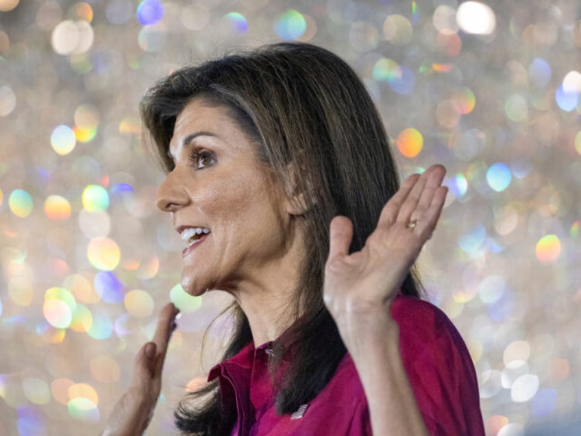 Nikki Haley, former ambassador to the United Nations and 2024 Republican presidential candidate, during a caucus night watch party in West Des Moines, Iowa, US, on Monday, Jan. 15, 2024. Former President Donald Trump cruised to victory in the Iowa caucus, warding off a late challenge from rivals Ron DeSantis …