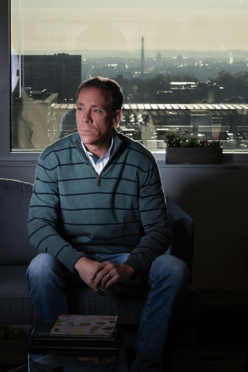 Axios Co-founder and CEO Jim VandeHei poses for a portrait at Axios headquarters in Arlington, VA on April 08, 2024. (Photo by Craig Hudson for The Washington Post via Getty Images)