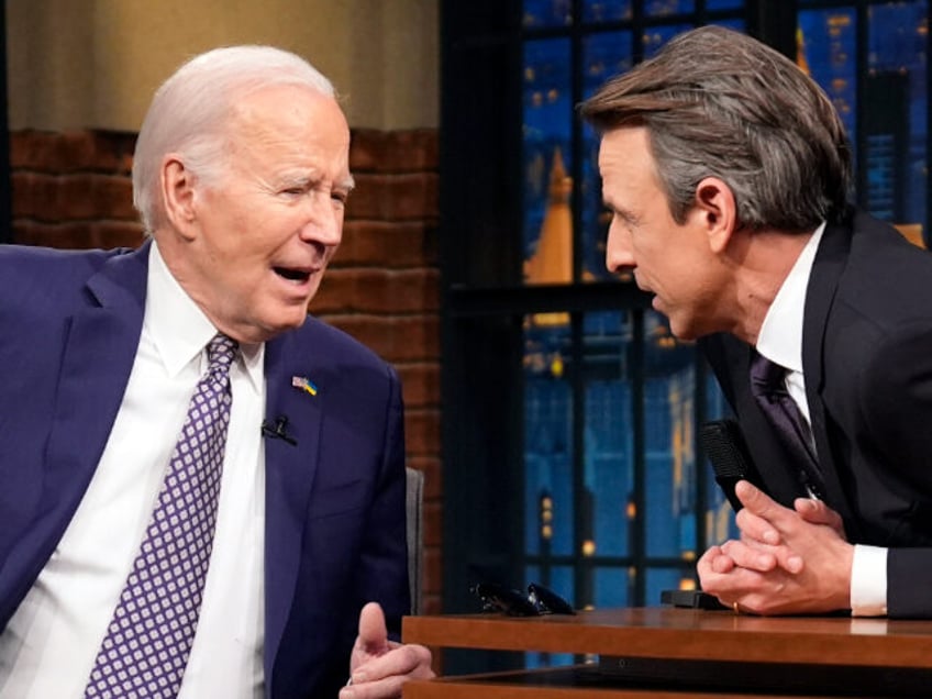 Joe Biden and Seth Meyers