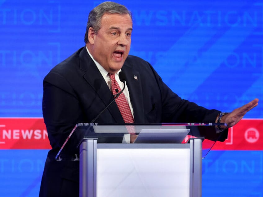 USCALOOSA, ALABAMA - DECEMBER 06: Republican presidential candidate former New Jersey Gov. Chris Christie participates in the NewsNation Republican Presidential Primary Debate at the University of Alabama Moody Music Hall on December 6, 2023 in Tuscaloosa, Alabama. The four presidential hopefuls squared off during the fourth Republican primary debate without …