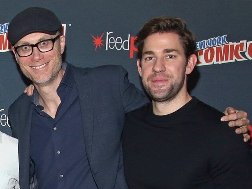 Stephen Merchant and John Krasinski of "Dream Corp LLC" pose at New York Comic C