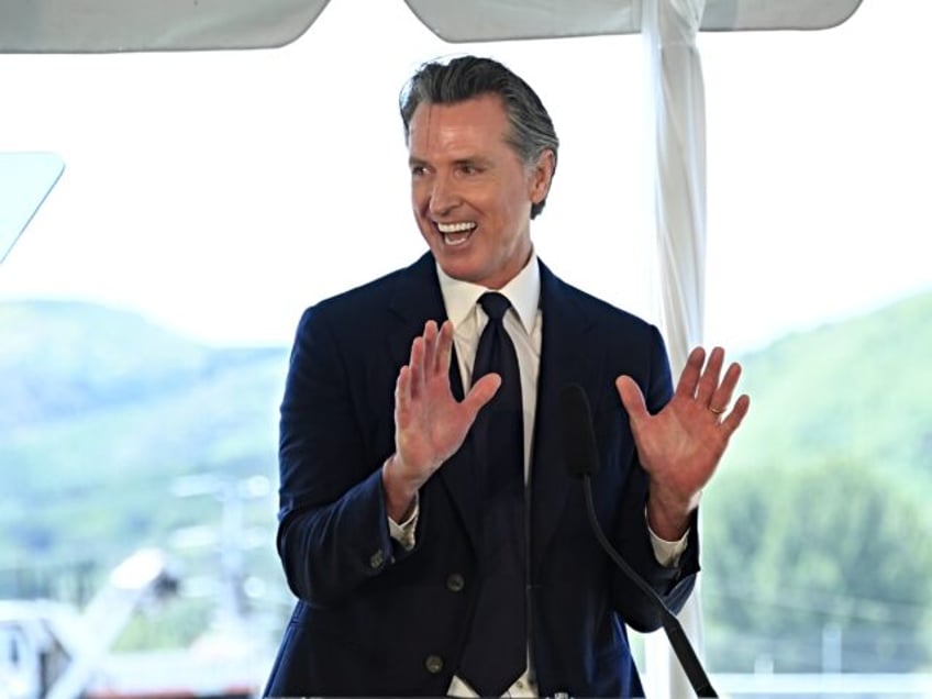 AGOURA HILLS, CALIFORNIA - APRIL 22: Governor of California Gavin Newsom speaks during the