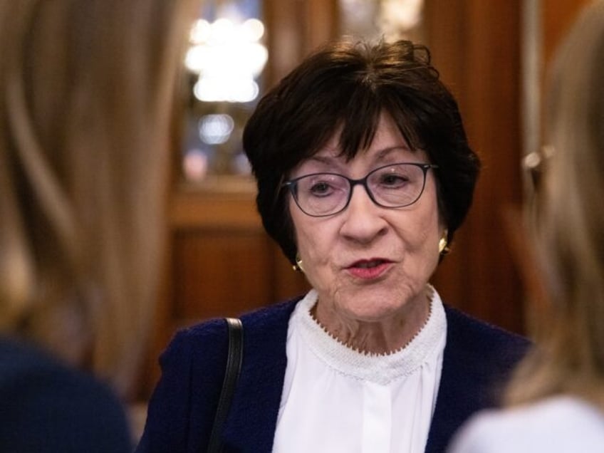 Senator Susan Collins, a Republican from Maine, speaks to members of the media outside the