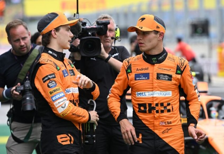 McLaren duo Lando Norris (right) and Oscar Piastri lock out the front row in Hungary