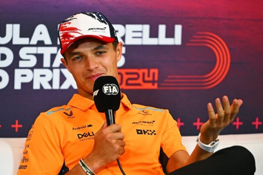 Fighting for the title: Lando Norris attends Thursday's press conference at the United Sta