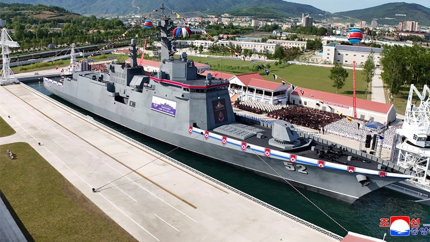 Aerial view of North Korean warship Kang Kon