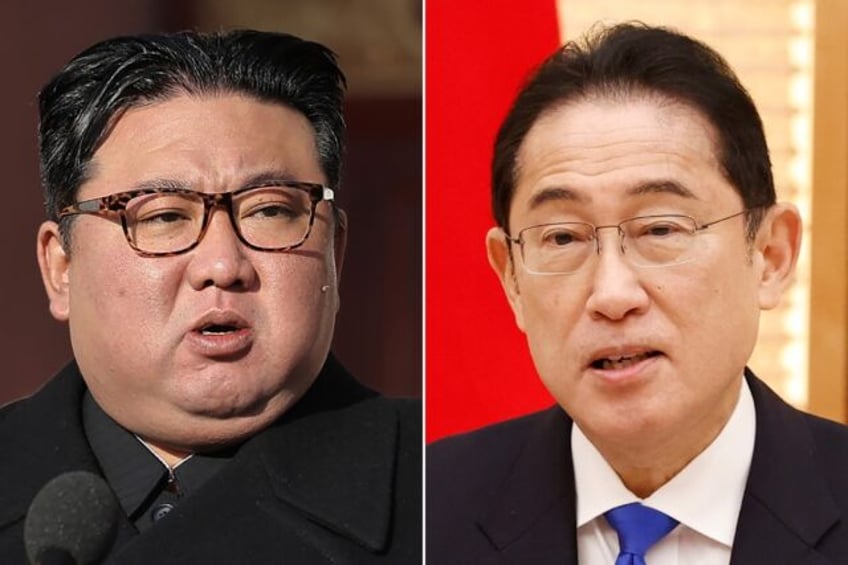 Japanese Prime Minister Fumio Kishida (R) last year said he was willing to meet North Kore