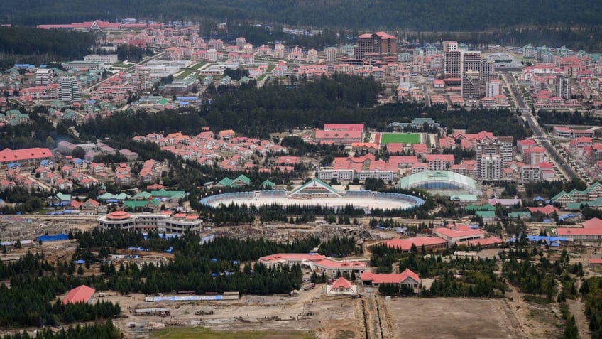 Aerial view of North Korea's northern city of Samjiyon