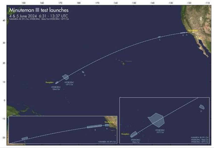 nothing to do with world events two unarmed minuteman iii icbms slated for launch next week