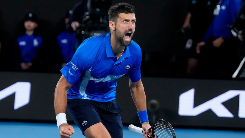 Novak Djokovic celebrates