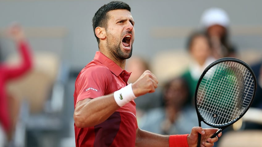 Novak Djokovic celebrates