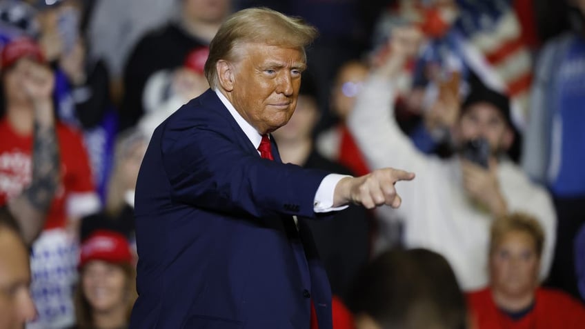 Republican presidential nominee former President Donald Trump speaks at a campaign rally at The PPL Center on Oct. 29, 2024 in Allentown, Pennsylvania.