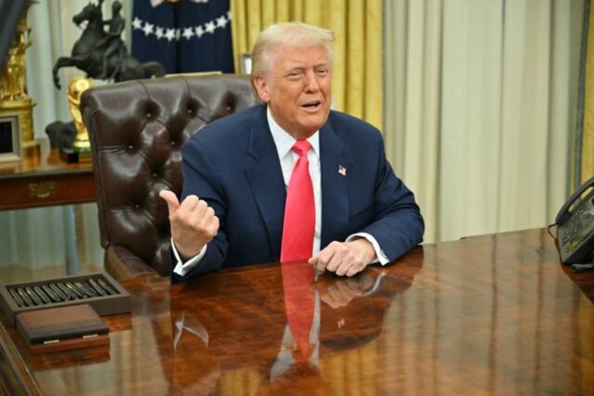 US President Donald Trump speaks after signing executive orders in the Oval Office