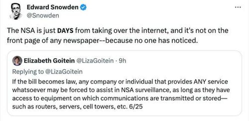 nsa just days away from taking over the internet warns ed snowden