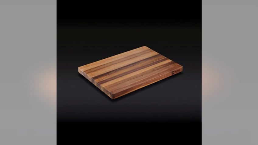 This cutting board is made from durable walnut. 