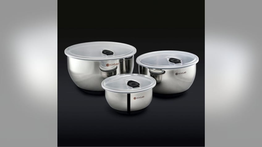 Stainless steel mixing bowls are easy to clean. 