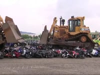 NYC crushes over 200 seized mopeds and scooters amid crackdown on illegal vehicles