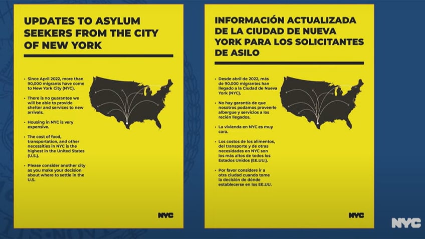 nyc issues posters telling migrants to consider another city warns of sky high prices