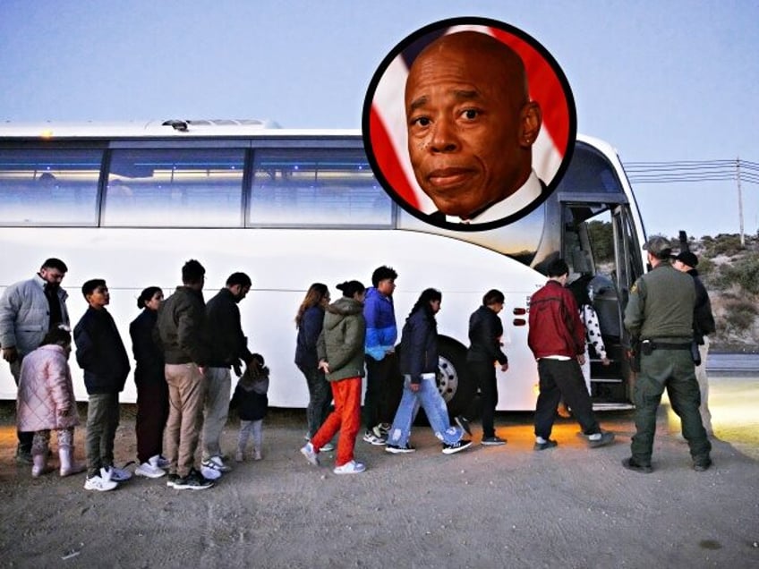 JACUMBA HOT SPRINGS, CALIFORNIA - DECEMBER 13: Migrants board a CBP transport bus, after crossing from Mexico on December 13, 2023, in Jacumba Hot Springs, California, United States. (Photo by Katie McTiernan/Anadolu via Getty Images)