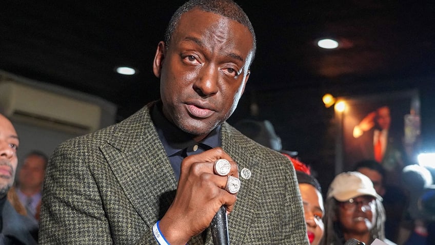 Yusef Salaam speaks to media in Harlem