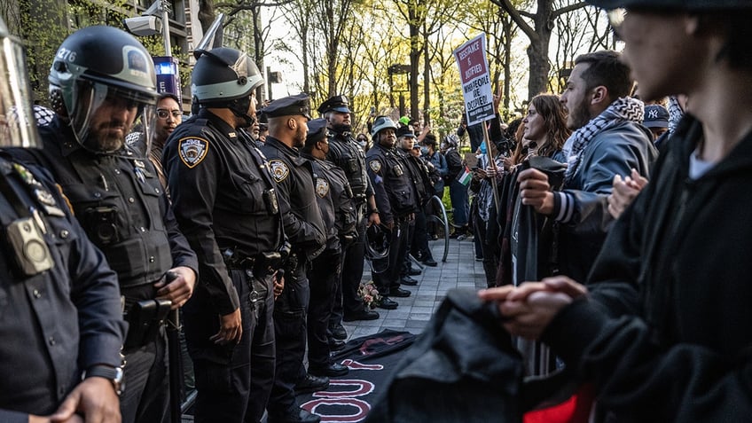 Police officers standing in a line