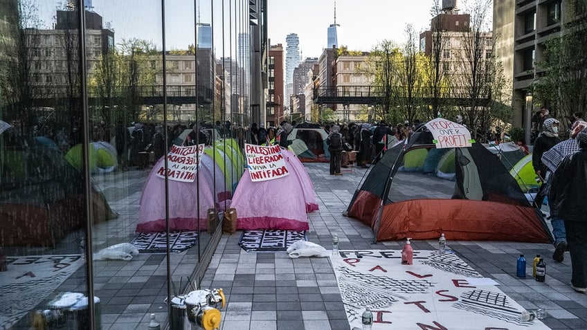 Tents, signs