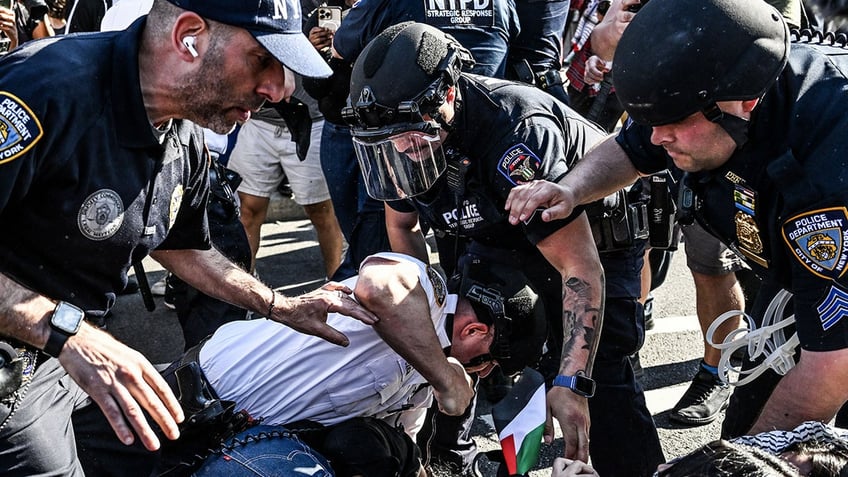 NYPD officers at anti-Israel protest