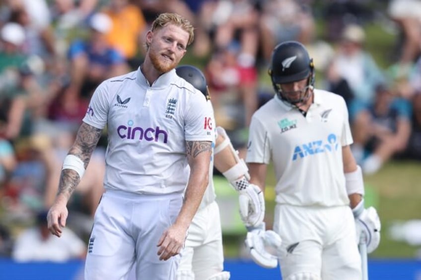 England’s Ben Stokes reacts after bowling on day two of the third cricket Test match mat