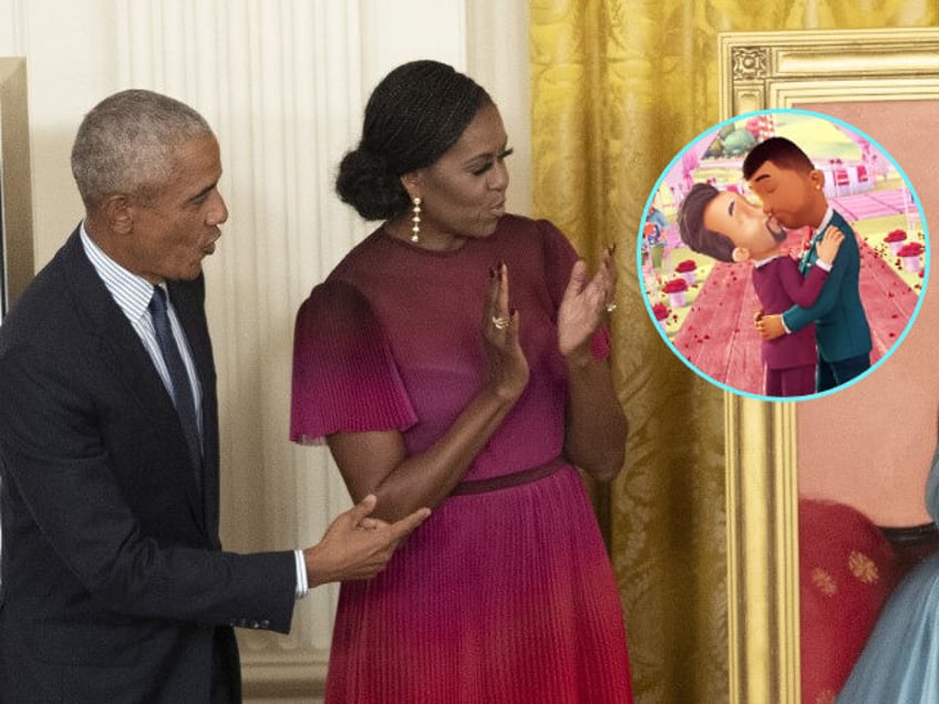 (INSET: Still from Netflix's "Ada Twist, Scientist") Former U.S. President Barack Obama and First Lady Michelle Obama participate in a ceremony to unveil their official White House portraits at the White House on September 7, 2022 in Washington, DC. The Obama’s portraits will be the first official portraits added to …