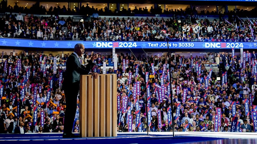 Barack Obama speaks during the Democratic National Convention