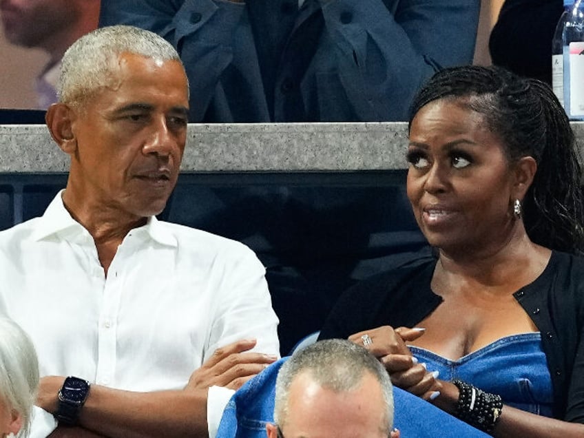 NEW YORK, NEW YORK - AUGUST 28: Former U.S. President Barack Obama and Former First Lady Michelle Obama are seen at the opening day 2023 US Open Tennis Tournament on August 28, 2023 in New York City. (Photo by Gotham/GC Images)