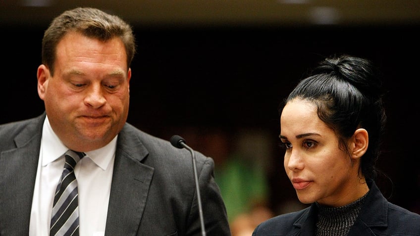 Nadya Suleman in court with her lawyer