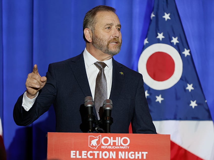 Republican Ohio Attorney General Dave Yost speaks during an election night watch party Tue