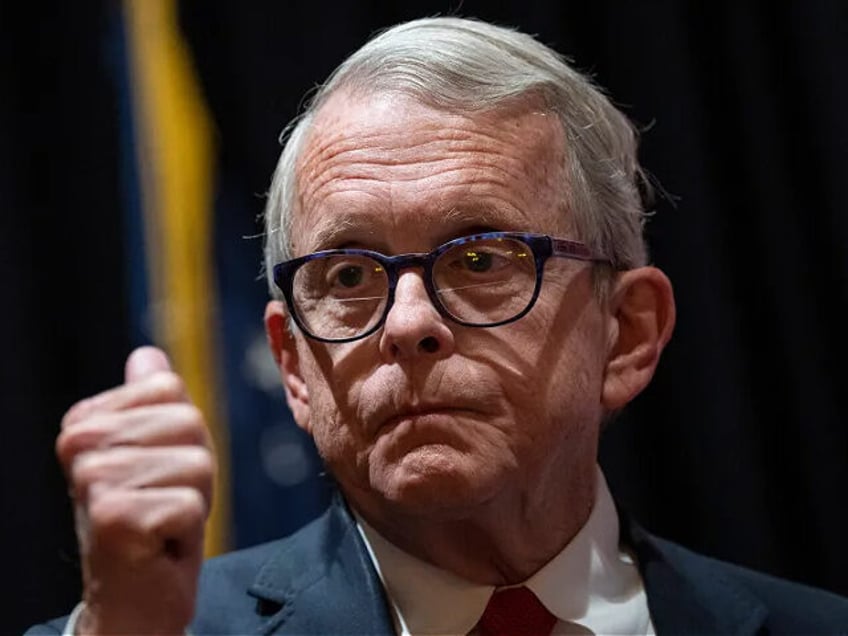 MORAINE, OHIO - NOVEMBER 4: Ohio Governor Mike DeWine speaks at a campaign stop at The Mandalay event center on November 4, 2022 in Moraine, Ohio. Vance will face Democratic nominee Rep. Tim Ryan (D-OH) in the midterm general election on November 8. (Photo by Drew Angerer/Getty Images)