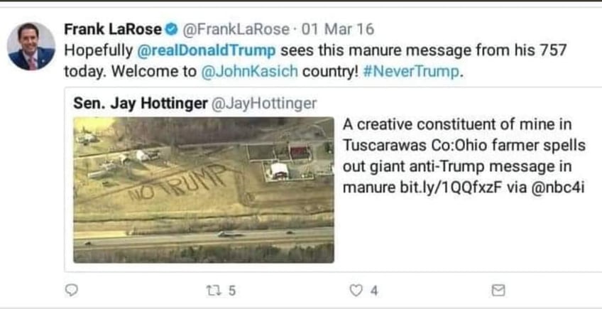 ohios frank larose declared himself nevertrump in 2016 called trump tweet racist in 2019 continued opposition through 2020