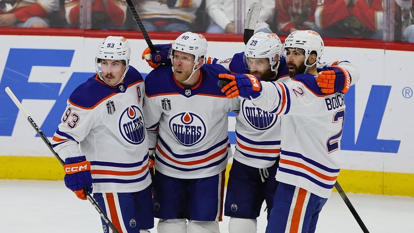 Oilers celebrate goal