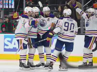 Oilers rally for NHL-record fifth straight time to beat Golden Knights 4-2 in Game 1