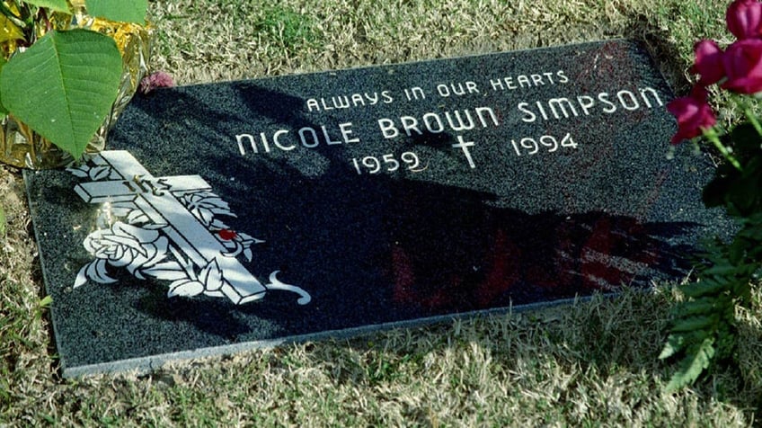 A granite headstone marks Nicole Brown Simpson's grave site