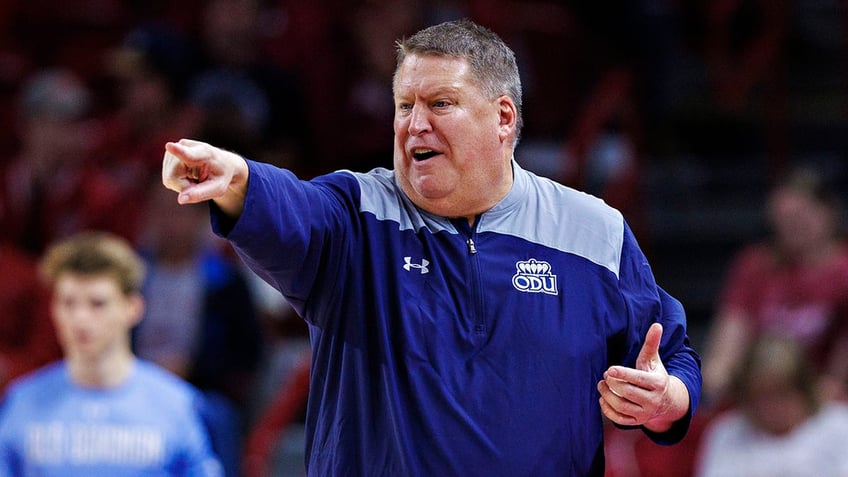 Jeff Jones coaches the Old Dominion Monarchs from the sideline