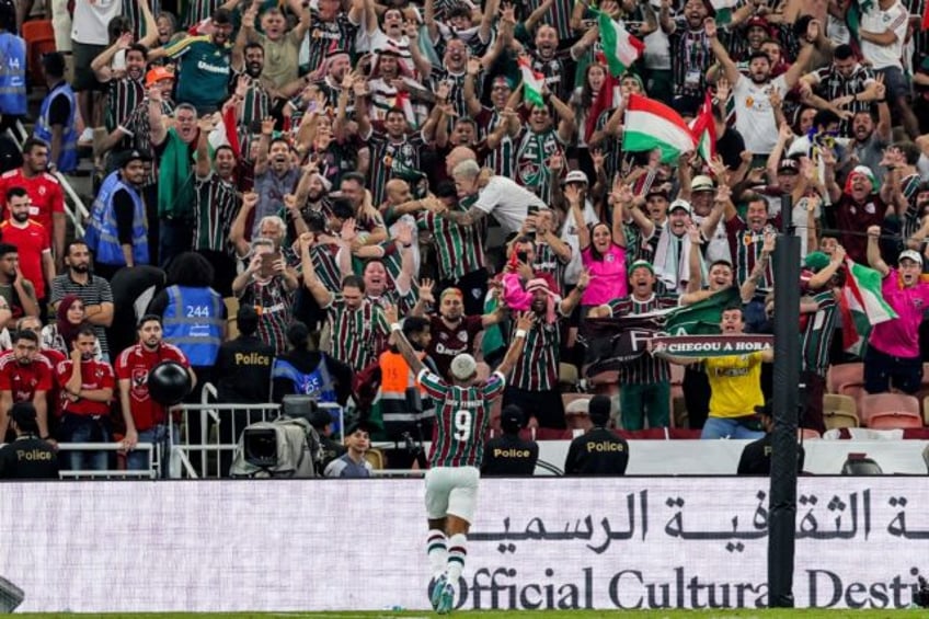 John Kennedy celebrates Fluminense's second goal in the 2-0 win over Al Ahly