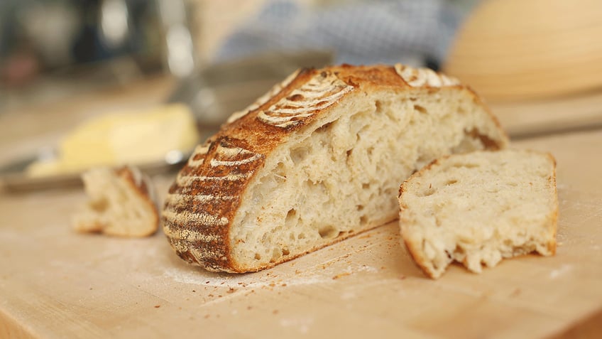 Sliced sourdough loaf