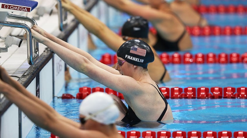 Missy Franklin prepares to start a race