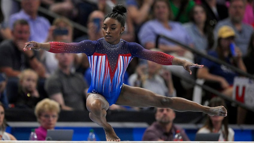 Simone Biles on the balance beam